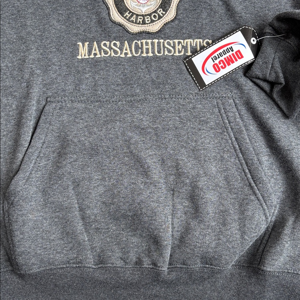 🍦HOST. PICK🍦Plymouth Harbor Massachusetts embroidered Grey Hoodie NWT pockets - Picture 6 of 16
